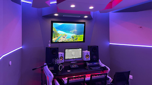 Studio A with recessed LED Lighting and production setup